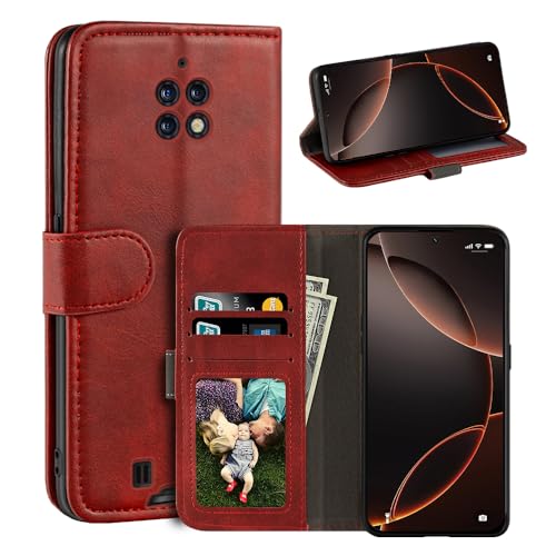 UOGNADGD Oukitel WP6 Leder Klapphülle Rot