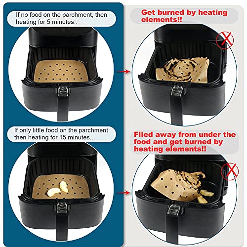 Air Fryer Parchment Paper, Set Of 200, 8.5 Inch Unbleached Square Air Fryer Liners/Steaming Parchment Liner/Perforated Parchment For Air Fryer, Steaming Basket And More(7.5/8.5In Available) #TOP4