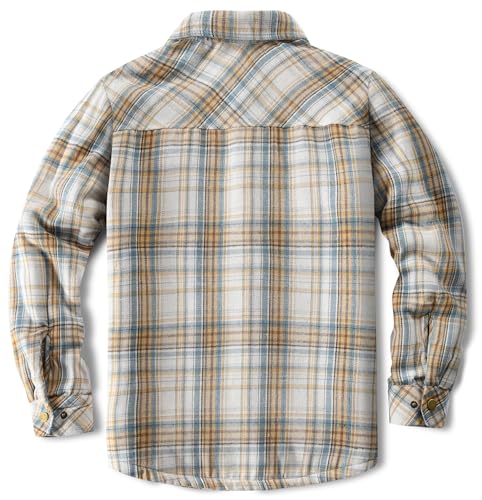 Image of Men's Sherpa Cotton Flannel Shirt Jacket Plaid Button Coat Pocket