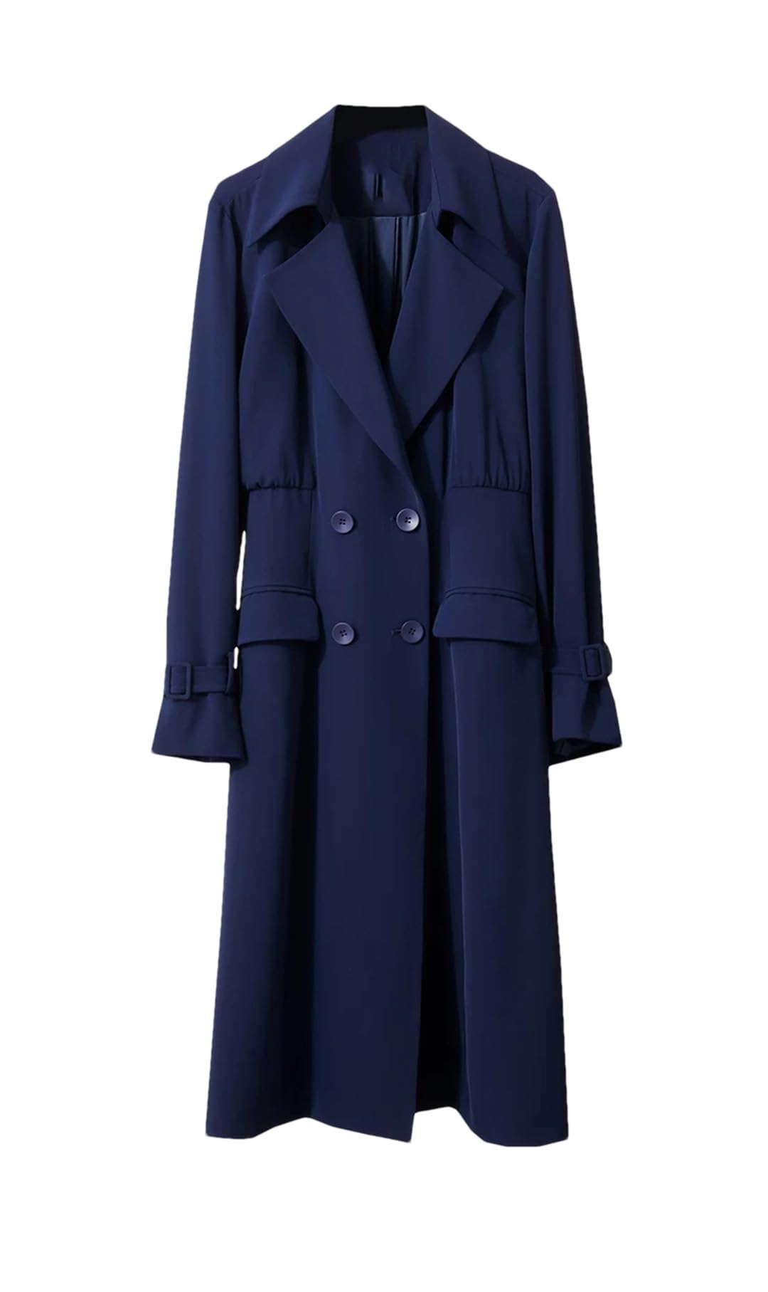 Dndrdhfb Womens Buttoned Trench Coat Slim Long Double Breasted Jacket Elegant Lapel Jacket