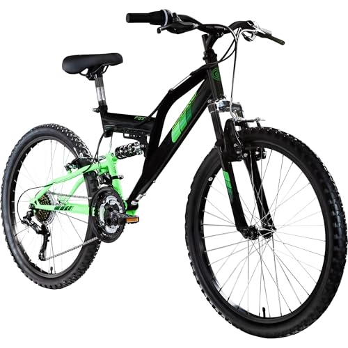Galano FS240 Mountainbike Kinderfahrrad 24 Zoll Fahrrad 130-145 cm Fully ab 8 mit 18 Gängen Jugendfahrrad MTB (schwarz/grün, 37 cm) Galano FS240 Mountainbike Kinderfahrrad 24 Zoll Fahrrad 130-145 cm Fully ab 8 mit 18 Gängen Jugendfahrrad MTB (schwarz/grün, 37 cm)