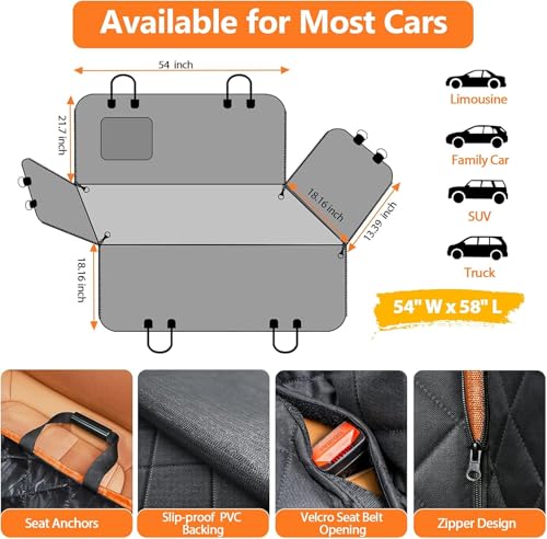 Image of Dog Seat Cover Car Seat Cover for Pets 100% Waterproof Pet Seat Cover Hammock 600D Heavy Duty Scratch Proof Nonslip Durable Soft Pet Back Seat Covers for Cars Trucks and SUVs (Beige, Normal)