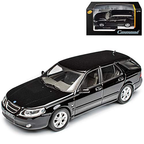 Cararama Saab 9-5 Kombi Schwarz 1. Generation 1997-2010 1/43 Modell Auto mit individiuellem Wunschkennzeichen