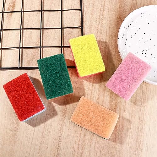 Image of 5 Pcs Kitchen Cleaning Sponges, Colorful Dual-Sided Washing Sponges for Dishes, Multi-Purpose Household Elastic Cleaning Scrub Sponges for Kitchen Pots, Pans, Dishes