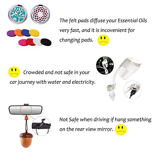 Yeejok Essential Oil Diffuser For Car With Vent Clip, Wooden Stainless Steel Lava Stone Aromatherapy Diffuser Locket Mini Air Freshener For Travel #TOP4