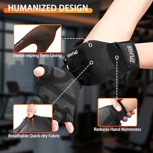 Workout Gloves for Men and Women, Gym Gloves for Weight Lifting, Exercise, Cycling, Training & Fitness, Fingerless with Padded Grip, Full Palm Protection & Breathable Design - Image 5