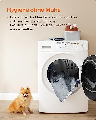 Feandrea Welpen-Unterlagen waschbar, Wiederverwendbare Matten für Hunde, 61 x 46 cm, 2er Set, S, Hundetoilette, auslaufsicher, rutschfest, super saugfähig, grau PTD018G01