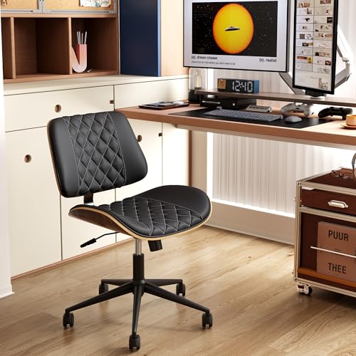 zavxzren Armless Walnut Desk Chair