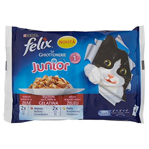 Purina Felix Junior-Katzenfutter, 4 x 100 g
