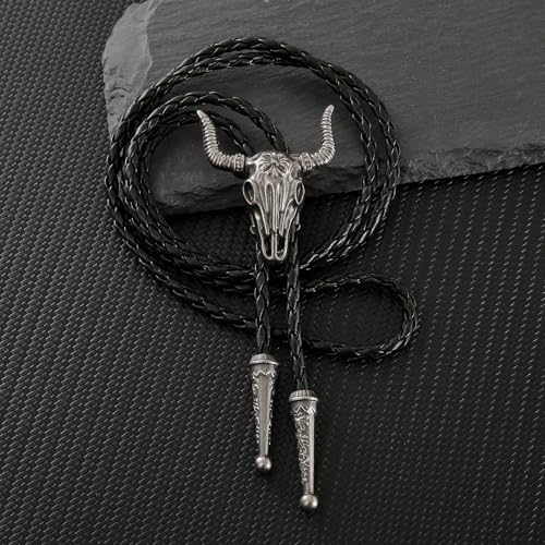 Image of GelConnie Native American Bolo Tie Rodeo Cowboy Leather Necktie Western Necklace Costume Accessories for Men,Women