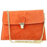 clutch orange wildleder Dieses Modell ist mit einem Hauptfach ausgestattet, welches durch Überschlag mit dekorativem Schnappverschluss verschlossen wird | auf zusätzliche Innenfächer bzw. Einteilungen wird bei diesem Modell verzichtet | das Innenmaterial der Tasche ist aus Kunstleder gefertigt