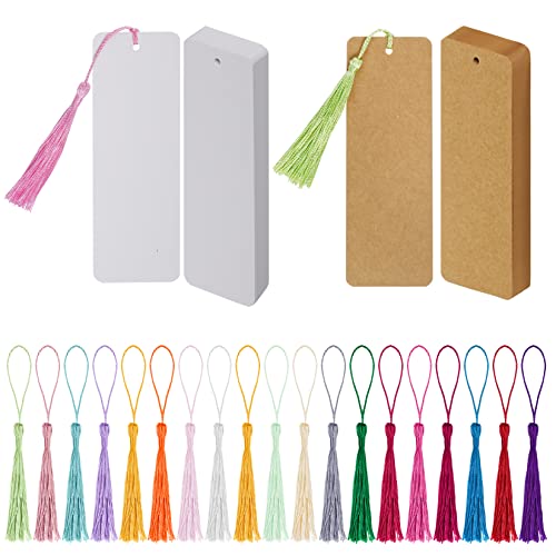 choyaxo 60 Pcs Kraft Paper Blank Bookmarks with 60 Pcs Colorful T...