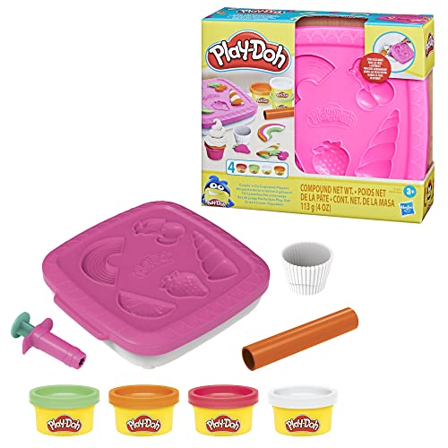 Play-Doh Cupcakes Create 'n Go, Juego contenedor de Almacenamiento, Juguetes de Arte y Manualidades para niños, Multicolor (Hasbro F7527)