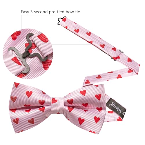 Image of Barry.Wang Paisley Striped Bow Tie for Men Silk Pre-Tied Bowtie Pocket Square Cufflinks Set Formal Wedding Party Prom