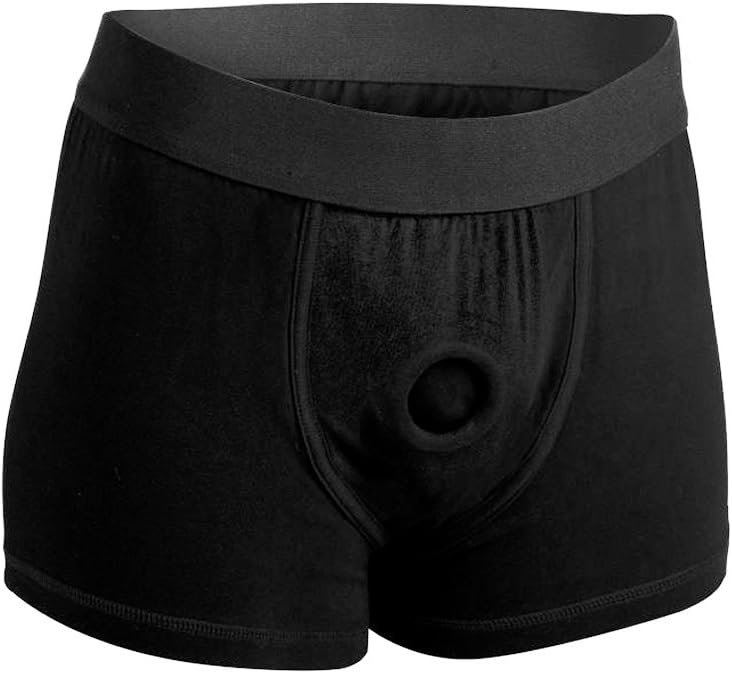 STRAP U Mod Active Style Boxer-Brief Strap-On Harness with Built in O-Ring. Pegging Toys for Couples & Sex Harness for Adult Women and Men. Cotton & Spandex, Machine Washable, Black, Size 3XL