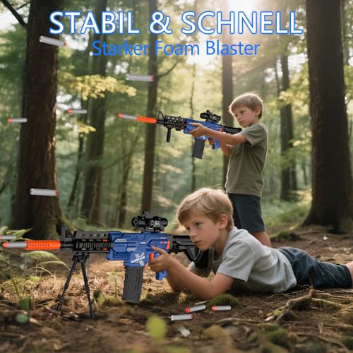 Kamaso Elektrisch Spielzeug Pistole für Kinder Gun Sniper, 2 Magazin 100 Darts, Foam Blaster mit Zielfernrohr für Scharfschützengewehr, Elektrisch Spielzeug-Geschenk für Junge ab 8-12 Jahren