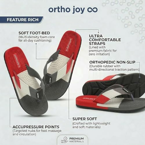 Image of Men's Orthopedic Doctor Slippers with Acupressure Sole | Extra Soft Ortho Chappal for Men | Daily Use Home & Casual Footwear | Soft Cushion Foam Slipper for Man - Lightweight, Anti-Skid Rubber