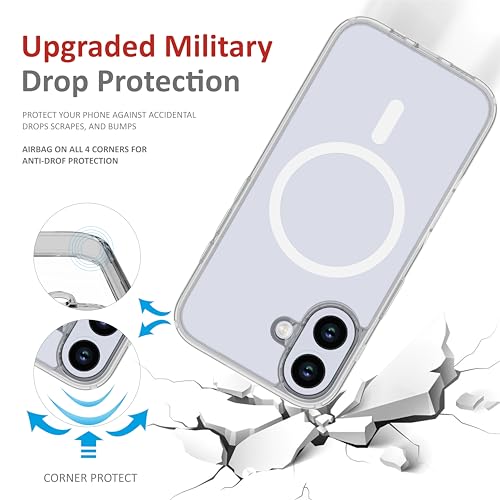 Image of for iPhone Case 16 with Mag-Safe, [Anti-Yellowing Technology] [Military Grade Drop Protection] Shockproof Slim Hybrid Phone Case for iPhone 16 - Crystal Steel Grey