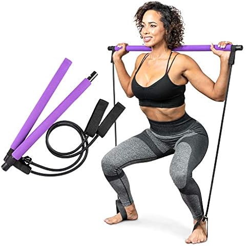 Serenily Pilates Bar Kit with Resistance Bands - At Home Workout Equipment Resistance Bands with Bar Pilates Kit Multifunctional Pilates Bar for Women & Men Portable Exercise Bar for Gym, Home Fitness Cover