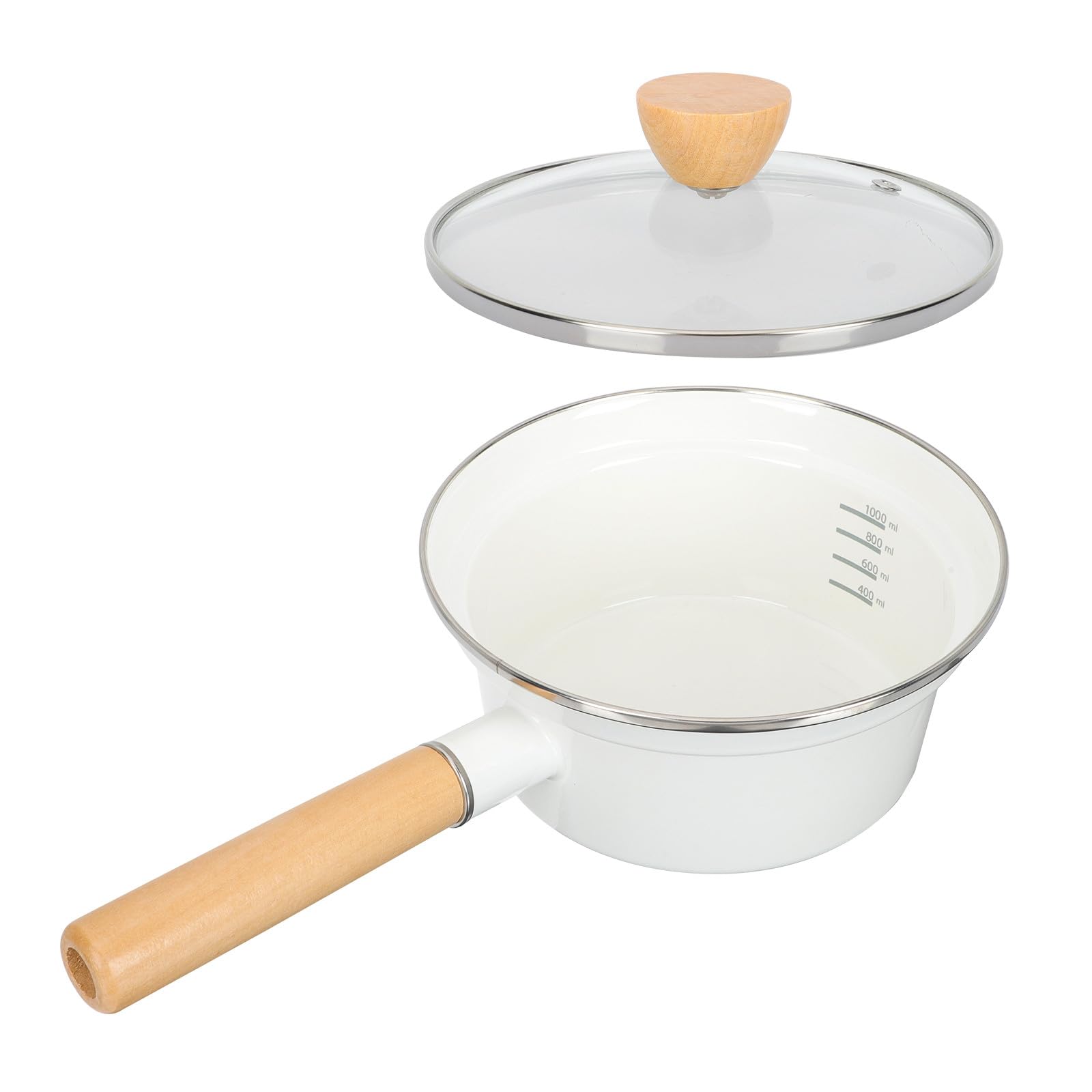 INOOMP Emaillierter Küchenmilchtopf mit Ergonomischem Design und Weißer Emaille für Familien und Restaurants Einfacher Griff als Antihaft Topf und Küchenzubehör