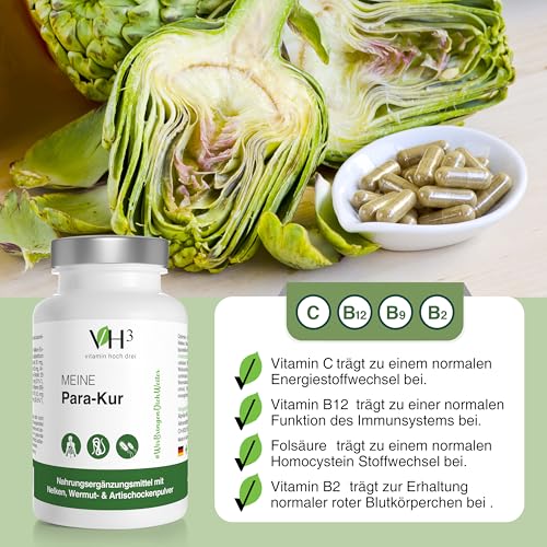 VH3 Meine Para-Kur mit Wermutkraut Nelkenextrakt, Artischocken und Schwarze Walnussschalen Extrakt - 100% Vegan - Made in Germany