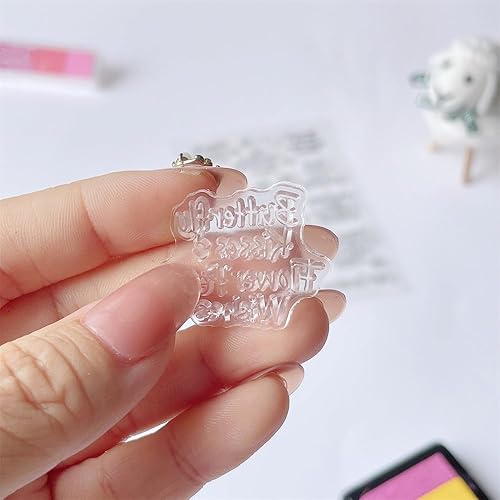 Miniatura 4 de Sellos transparentes con sentimientos, diseño de palabras de lluvia de primavera, diseño de palabras de bendición, sellos transparentes de goma de