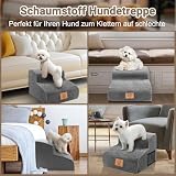 Hundetreppe für Kleine Hunde, Masthome Haustiertreppe 2 Stufen,Hunderampe mit Wasserdichtem Bezug,Abnehmbar & Waschbar, Hundetreppe 30cm Hoch für Bett, Sofa,Couch