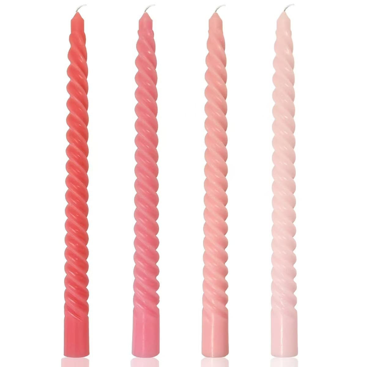 Photo 1 of 10 Inch Cream Spiral Taper Candles for Home Decoration, 4 Pack Pink-Gradient Candlesticks for Dinner Party Wedding Holiday