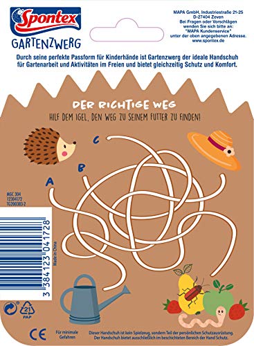 Spontex Gartenzwerg Handschuhe, Gartenhandschuhe für Kinder, ideal für das Spielen und Arbeiten im Garten, mit Nitrilbeschichtung, Farbe nicht frei wählbar, 1 Paar, 7-8 Jahre
