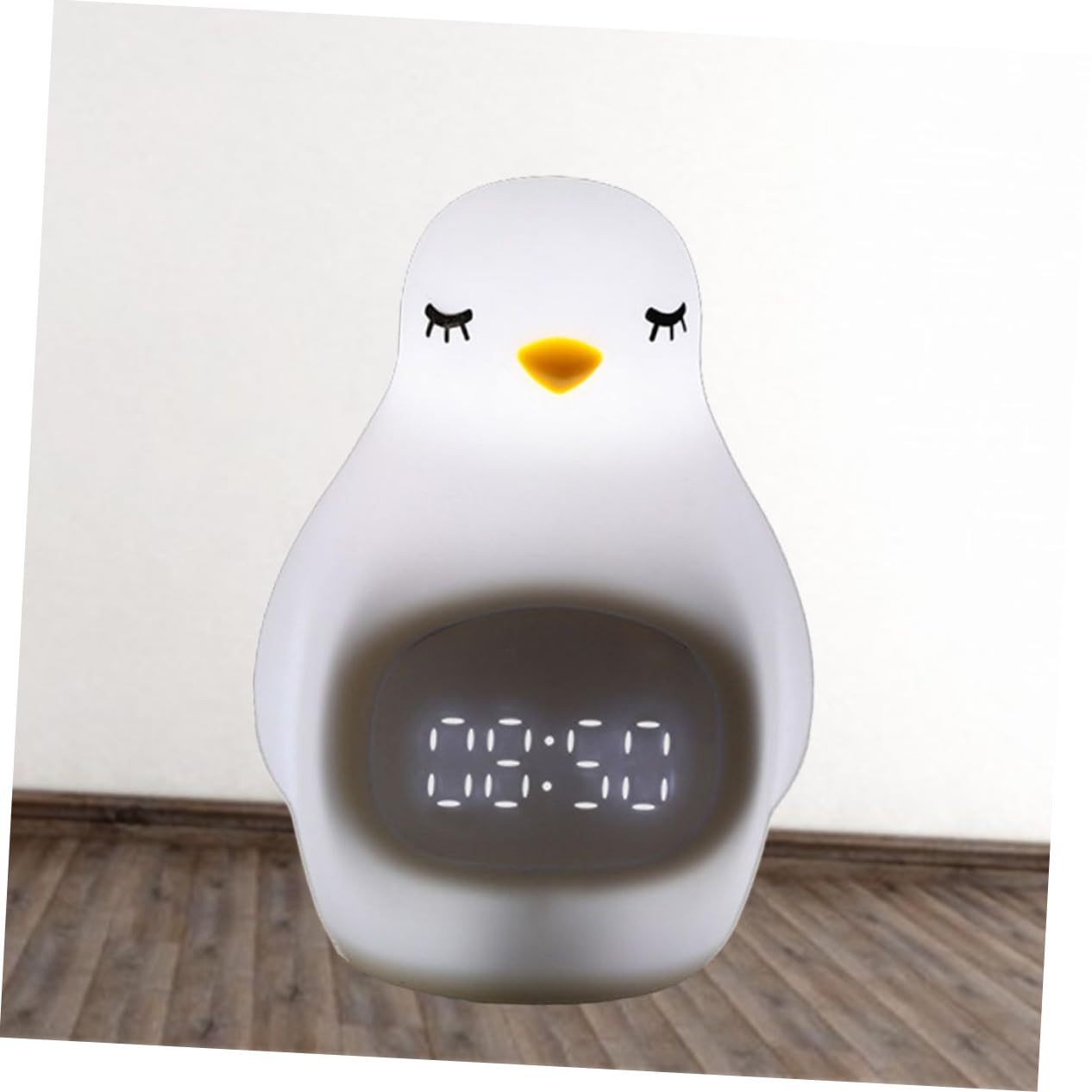 ORFOFE Kreativer LED Pinguin Wecker aus Silikon mit Alarmfunktion und Hautähnlicher Oberfläche Digitale Lampe für Kinderzimmer und Schlafzimmer Weiß