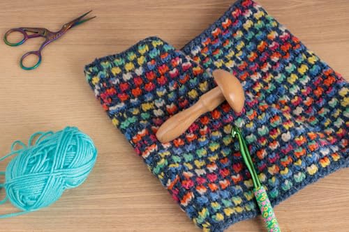 Image of The Quilted Bear Wooden Darning Mushroom to Mend Socks, Repair Clothes
