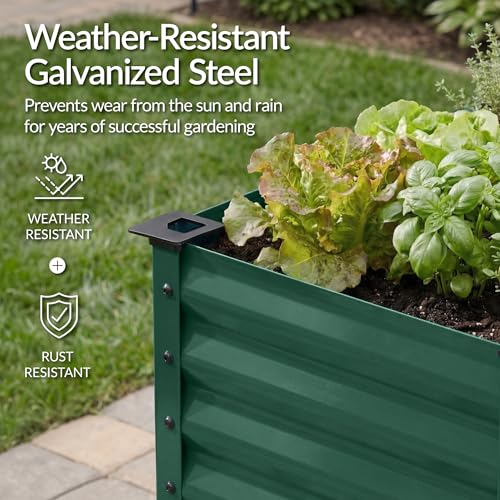 Image of Best Choice Products 48x24x30in Galvanized Raised Garden Bed, Metal Elevated Planter Box, Vegetable Garden for Backyard, Patio, Balcony, 100% Non Toxic Materials - Dark Green