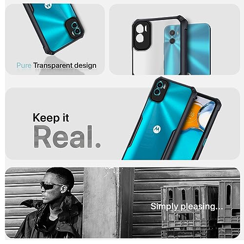 Image of Pikkme Motorola Moto E22s Back Cover | Crystal Clear Transparent Back | Ultra Hybrid | Full Camera Protection | Raised Edge | Bumper Back Case (Black)