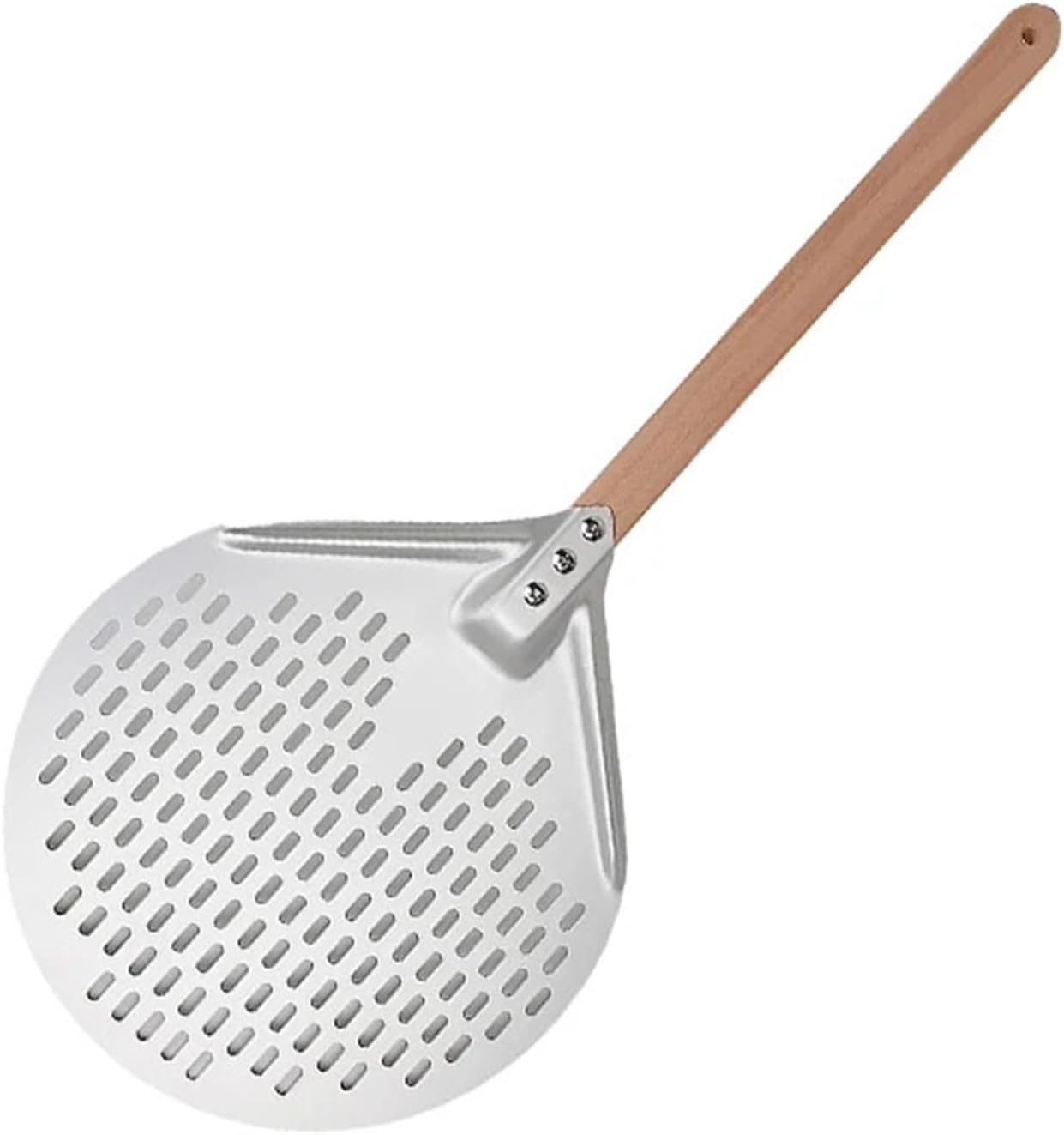12/14 Inch Round Pizza Turning Peel With Wood Handle Oven Shovel(12inch)