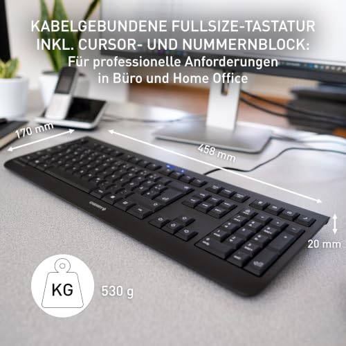 CHERRY KC 1000, Kabelgebundene Office-Tastatur, Deutsch QWERTZ, Schwarz – Ansicht 2