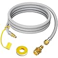 7FT 1/4'' Quick Disconnect Connect Propane Hose for RV to Grill, with Adapter Connects 1 LB Portable Appliance for Blackstone Griddle, Weber Q, Coleman Grill, Buddy Heaters and More, 3/8" Female Nut