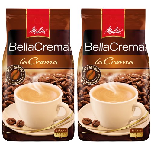 Melitta café bella crema laCrema toda haba, media de granos de café, 2 Pack, 2 x 1000 G