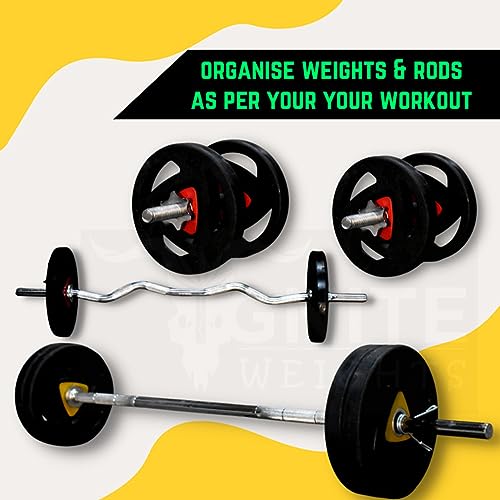 Image of Barbell Olympic Weight Plates for Home Gym with 50mm Dia Tri Grip Iron Coated PVC Rubber Plate (7.5kg X 2)