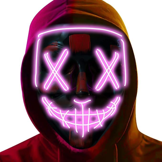 ZERECORD LED Light Up Mask for Halloween, Neon, and Bachelor Party Decoration (Ice Blue) (Pink) (B0D9TVVK5L) Amazon Price History, Amazon Price Tracker