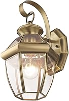 Vista 7 de Livex Lighting 2051-01 Monterey 1 Lámpara de pared exterior con acabado de latón antiguo, acabado en latón macizo con vidrio biselado transparente
