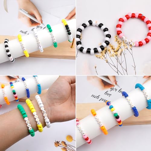 image for Auvoau 1000Pcs Pony Beads Bracelet 9mm White Plastic Barrel Pony Beads