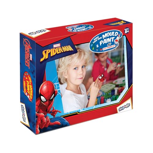Image of SKOODLE Spiderman Creative Kids Art and Craft Kit - Fridge Magnet Making DIY Toy for Ages 8 Years & Above, Fun Kids Activity - Includes Moulds and Paints for Endless Crafting Adventures