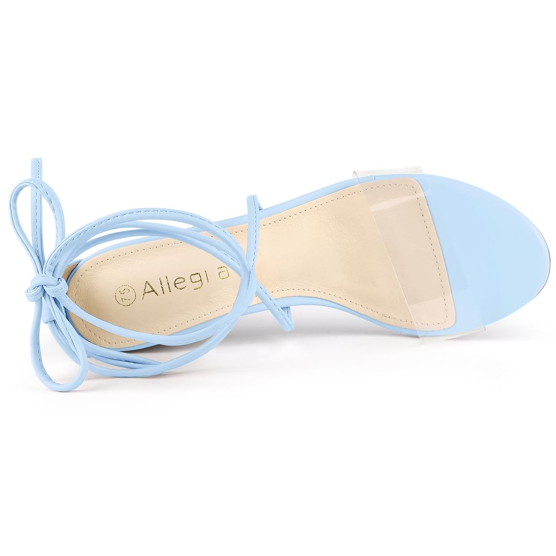 Allegra K Sandales à talons carrés à lacets pour femme, bleu, 38 EU