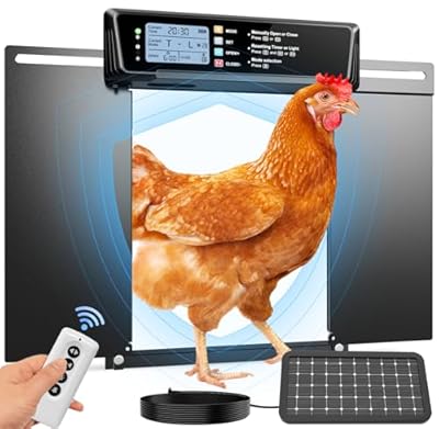 Extra Large Automatic Chicken Coop Door Solar Power,Anti-Pinch Horizontally Cold Weather Electric Chicken Door with Timer,Light Sensor,Aluminum Auto Chicken Door Opener with Remote Control