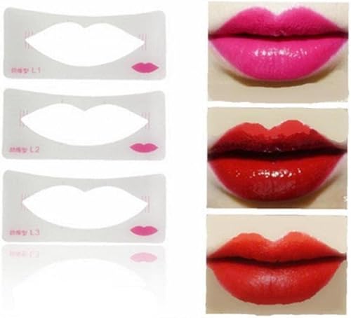 3 unids Lip Liner Stencils Lip Line Template Lip Styles Card Lip Cosmetic Make Up Model Tools