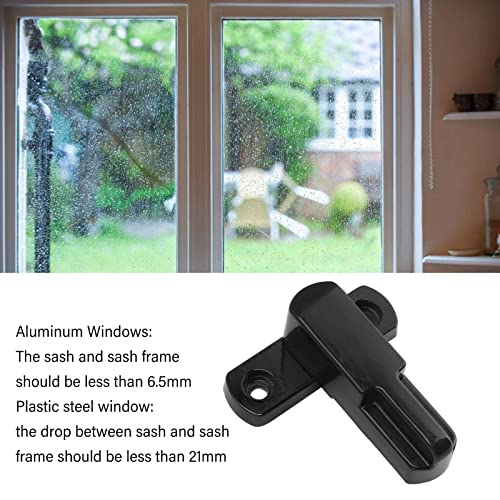 Sash Blocker Window Jammer Aluminum Alloy T Type Door Window Restrictor Lock Window Latch Sash Lock (Black) - Image 3