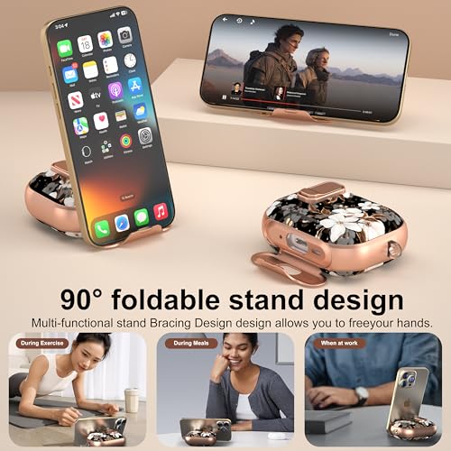 Image of for Apple AirPods Pro 3 Case 2025 with Safety Lock & Foldable Phone Stand | Double Drop Protection,Two-Piece Design, Airpod Pro 3 Case with Keychain & Cleaner Kit, Support Wireless Charging, Flower