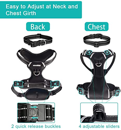 Winsee Dog Harness No Pull, Pet Harnesses With Dog Collar, Adjustable Reflective Oxford Outdoor Vest, Front/Back Leash Clips For Small, Medium, Large, Extra Large Dogs, Easy Control Handle For Walking #TOP4