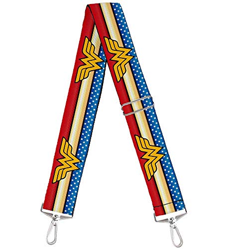 Image of Purse Strap Wonder Woman Logo Stripe Stars Red Gold Blue White Red 2 Inches Wide