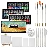 36 tubes de peinture acrylique 12 ml avec pinceaux, palette, couteaux, toile, chevalet – pour peinture sur bois, céramique, tissu, travaux manuels GC-APK36
